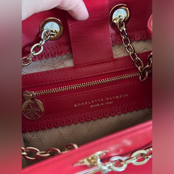 Charlotte Olympia Petite Feline Red Leather Backpack main image 8